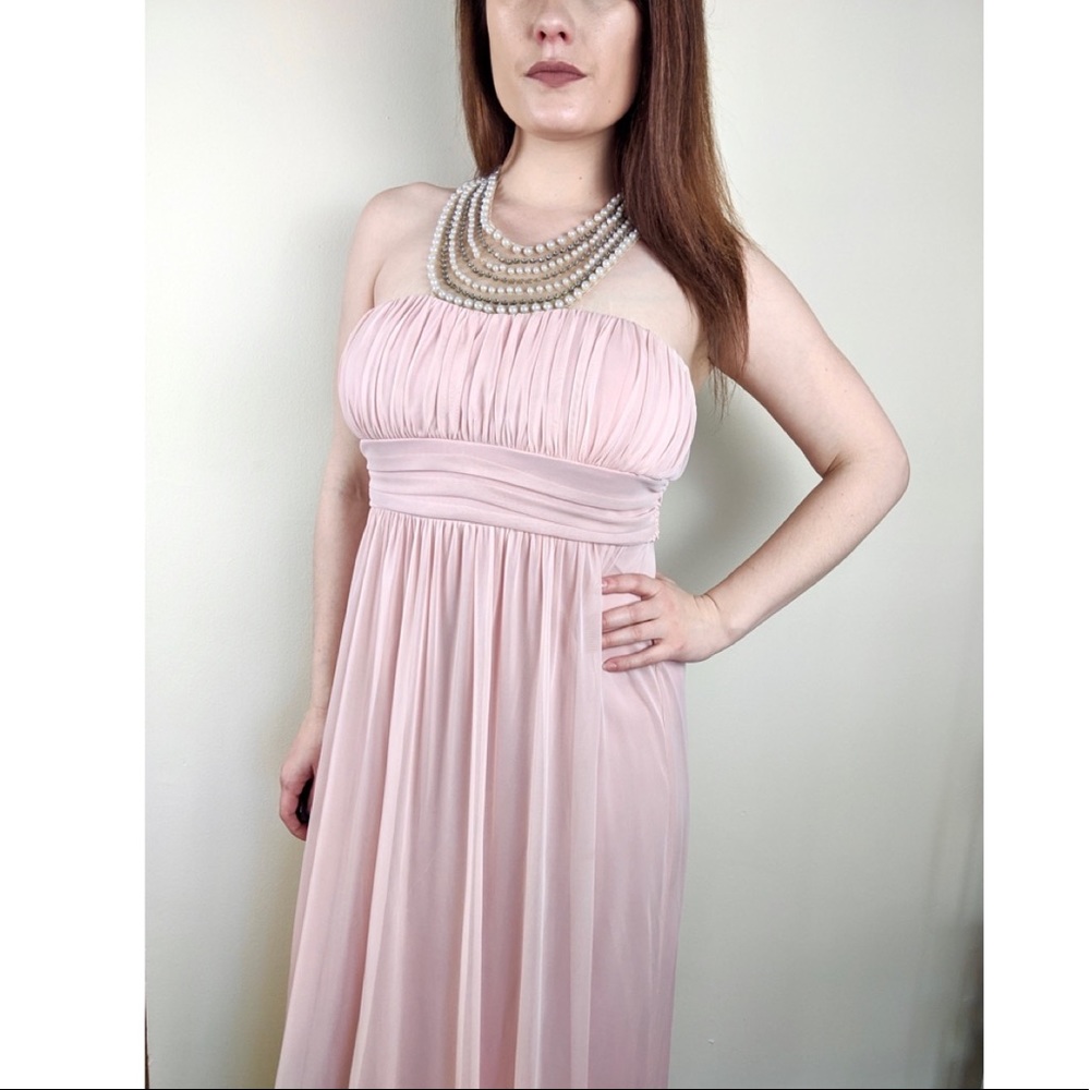 Pink Pearl Collar Prom Dress